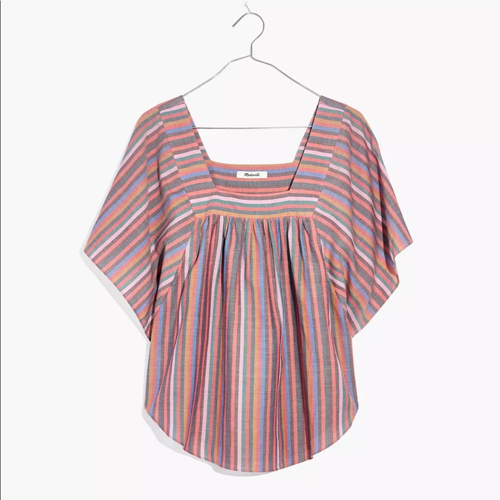 Madewell Butterfly Top in Rainbow Stripe Size Medium